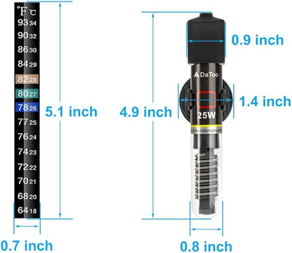 25W Mini Aquarium Heater for 1-5 Gallon Tanks