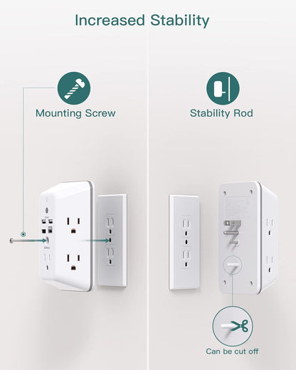 Addtam Surge Protector with Night Light, 5-Outlets & 4 USB Ports