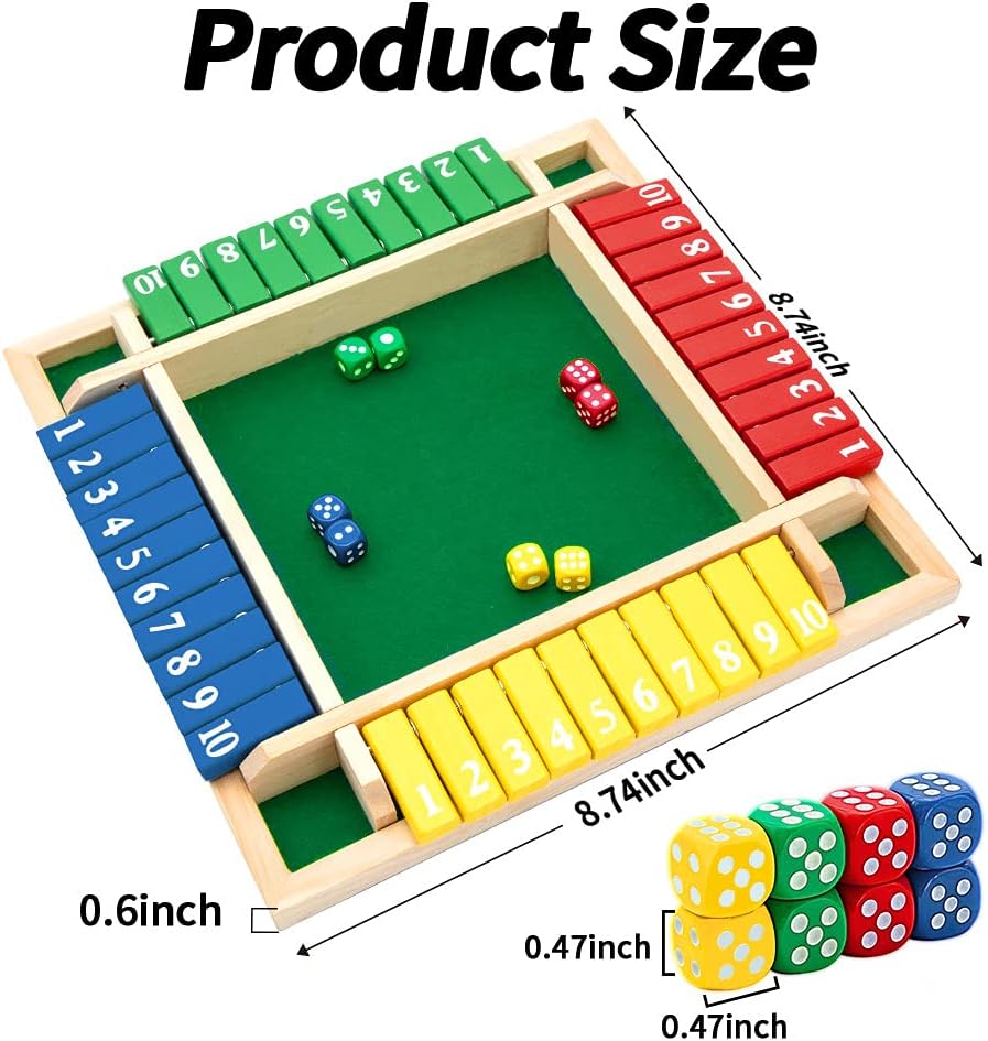 Nicecho Shut The Box Dice Game, 2-4 Player