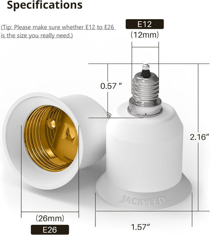 JACKYLED E12 to E26 Light Socket Adapters