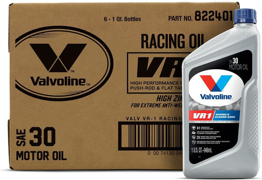 Valvoline VR1 Racing SAE 30 Motor Oil, 6 Pack