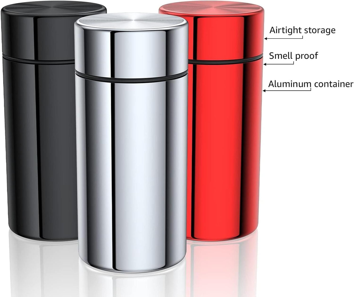 3-Pack Portable Aluminum Airtight Smell-Proof Storage Jars