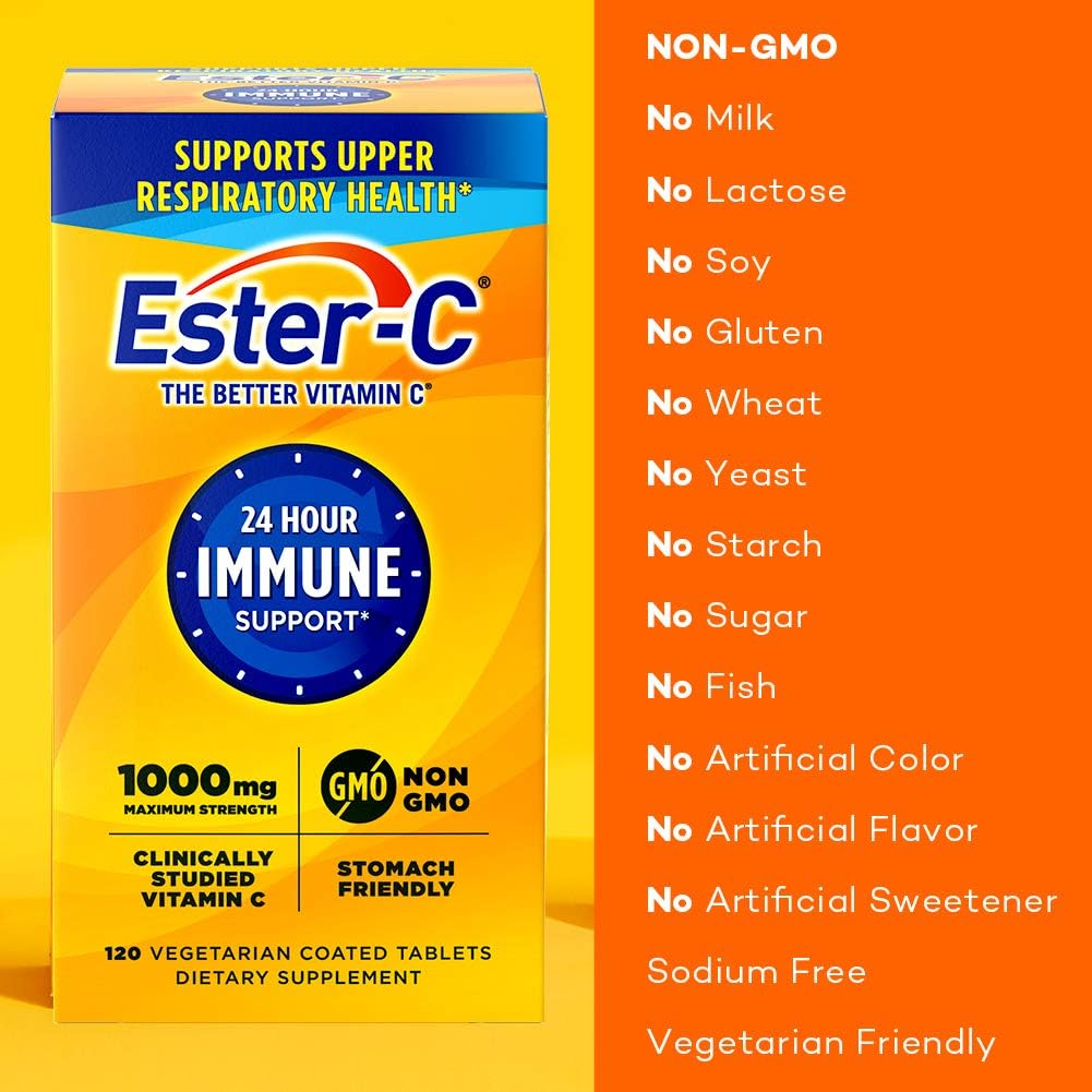 Ester-C Vitamin C 1000mg Tablets, Immune Booster, 120ct