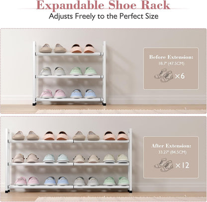 Bumusty 3-Tier Expandable Shoe Rack, Adjustable