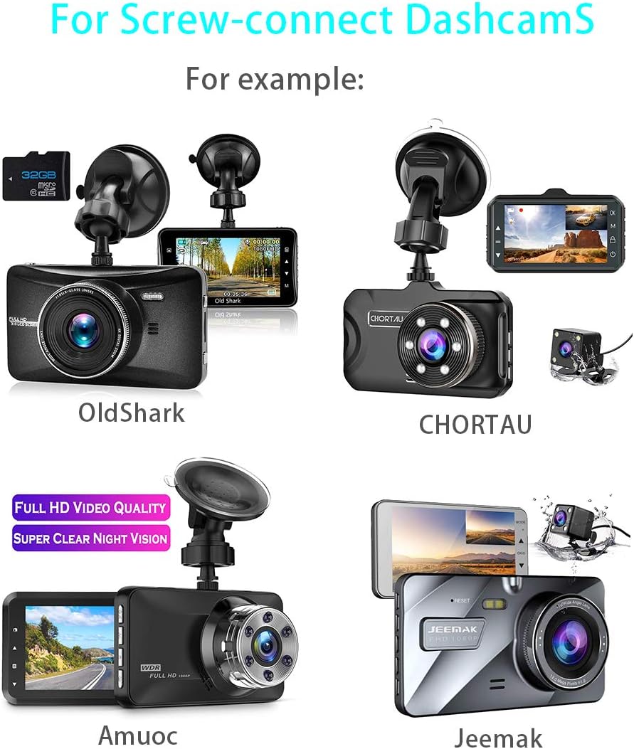 Dash Cam Suction Cup Mount, Screw-Connect