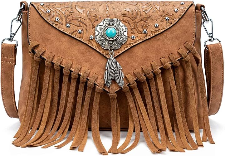 LAVAWA Small Crossbody Bag with Fringe Tassel for Women