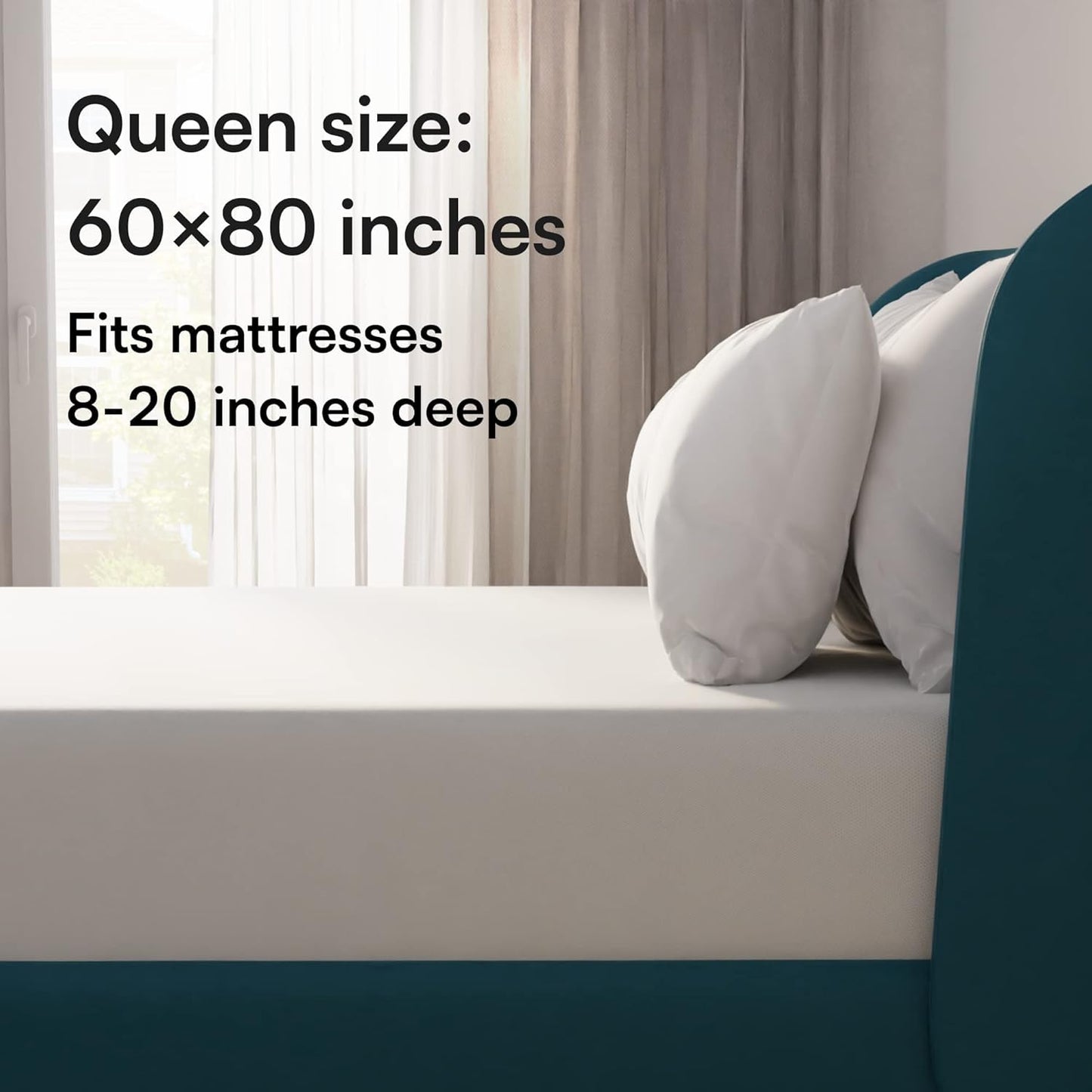 Queen Waterproof Mattress Protector, 60x80, Deep Pocket, Breathable