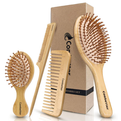 Bamboo Paddle Hairbrush for Scalp Massage