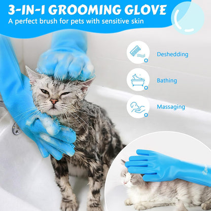 Heat-Resistant Pet Grooming Gloves – Silicone Design for Bathing Dogs and Cats