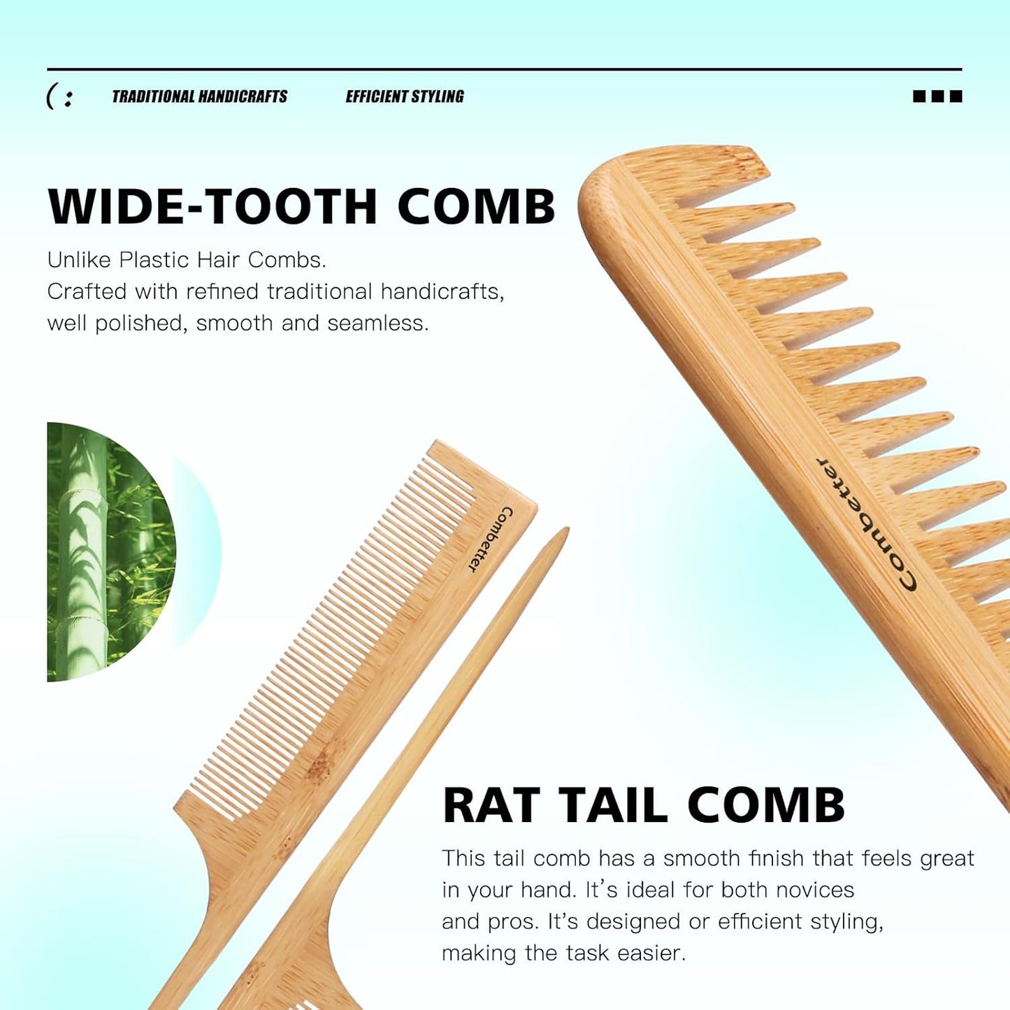 Bamboo Paddle Hairbrush for Scalp Massage