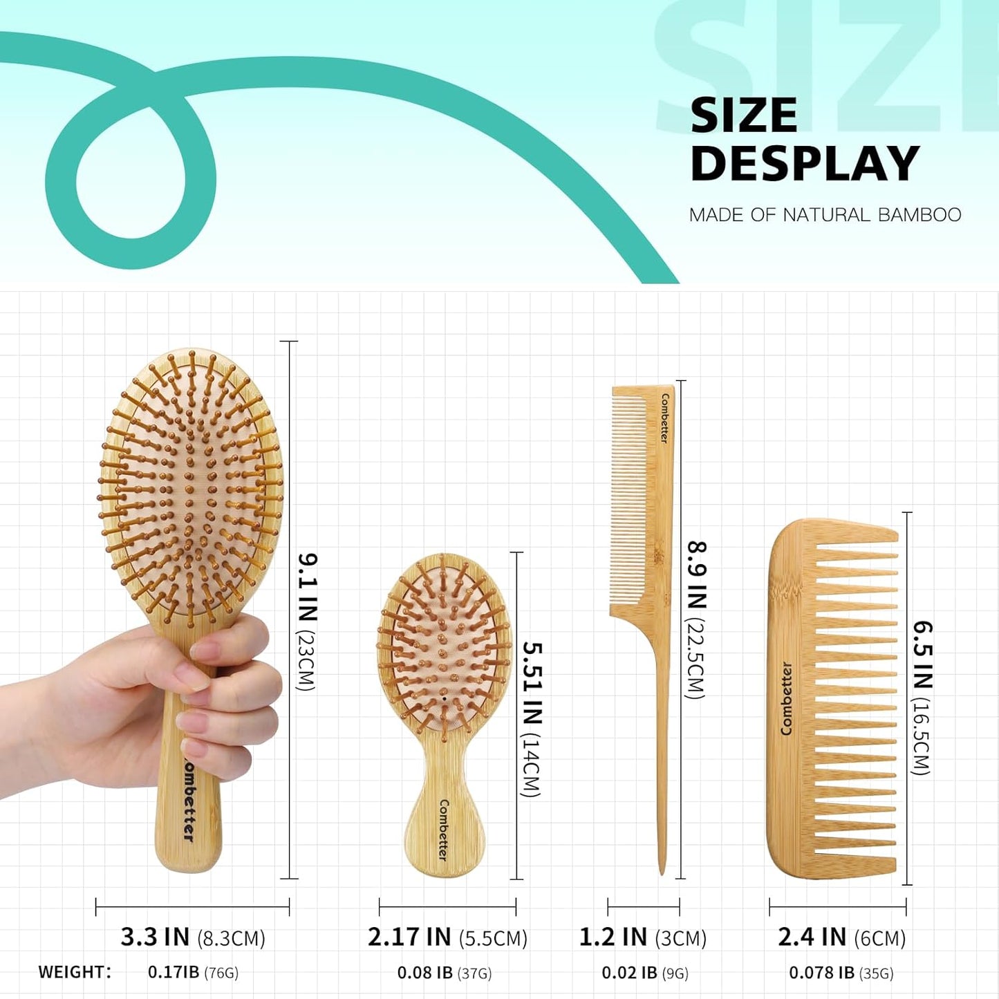 Bamboo Paddle Hairbrush for Scalp Massage