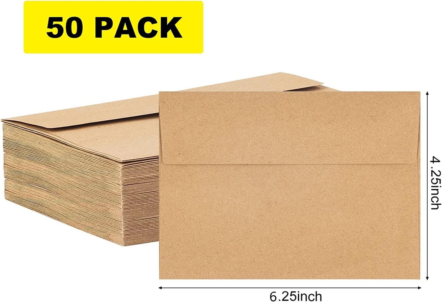 50-Pack Kraft 4x6 Inch Envelopes