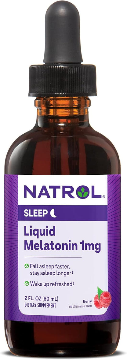 Liquid Melatonin 1mg Berry Sleep Supplement, 2oz