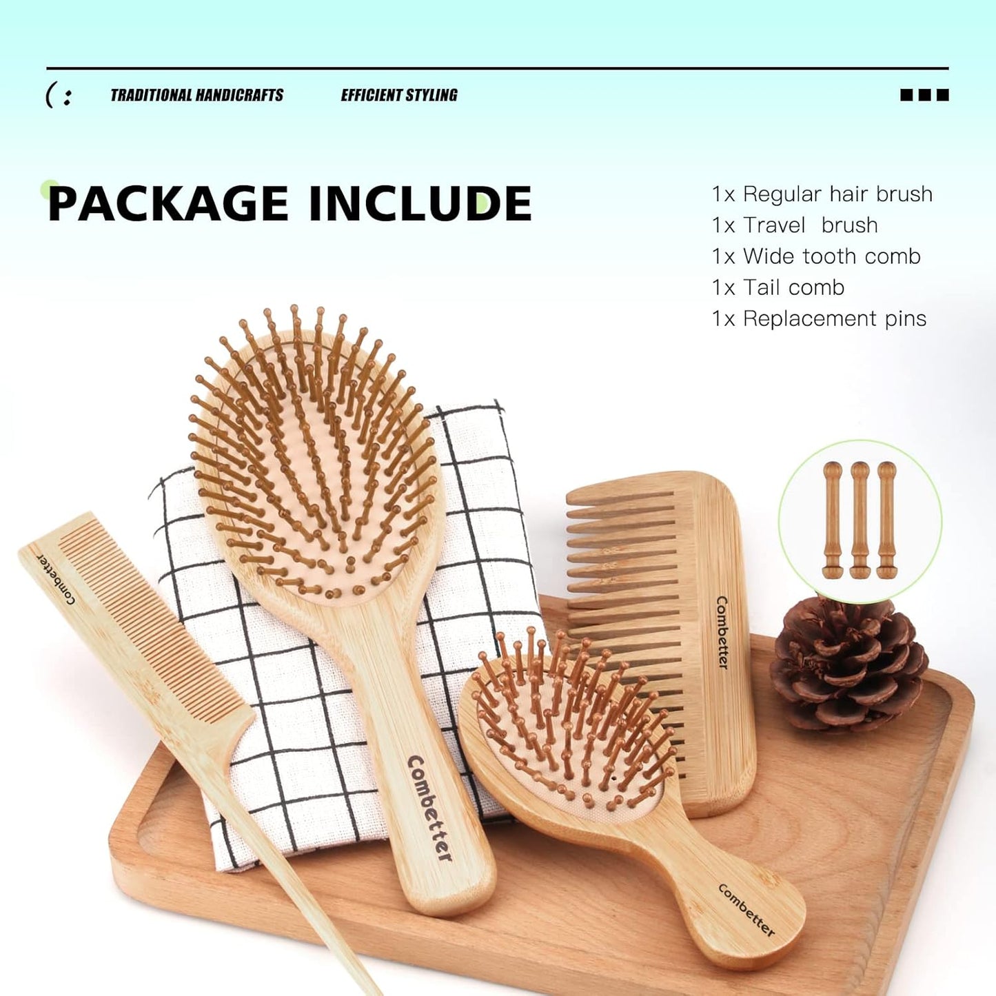 Bamboo Paddle Hairbrush for Scalp Massage