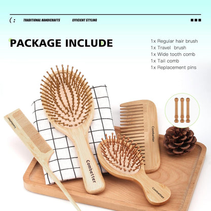 Bamboo Paddle Hairbrush for Scalp Massage