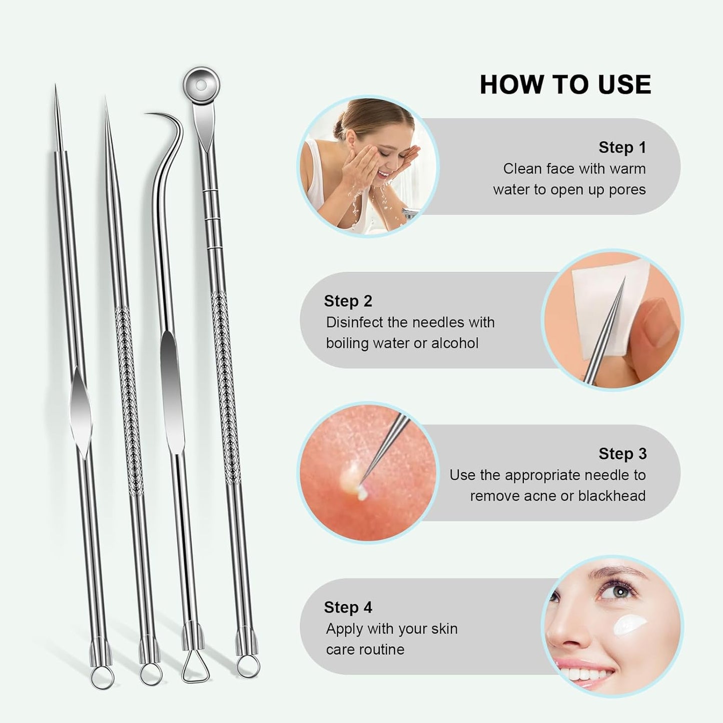 Pimple Remover Kit, Blackhead Extractor, Acne Tool 8 Heads