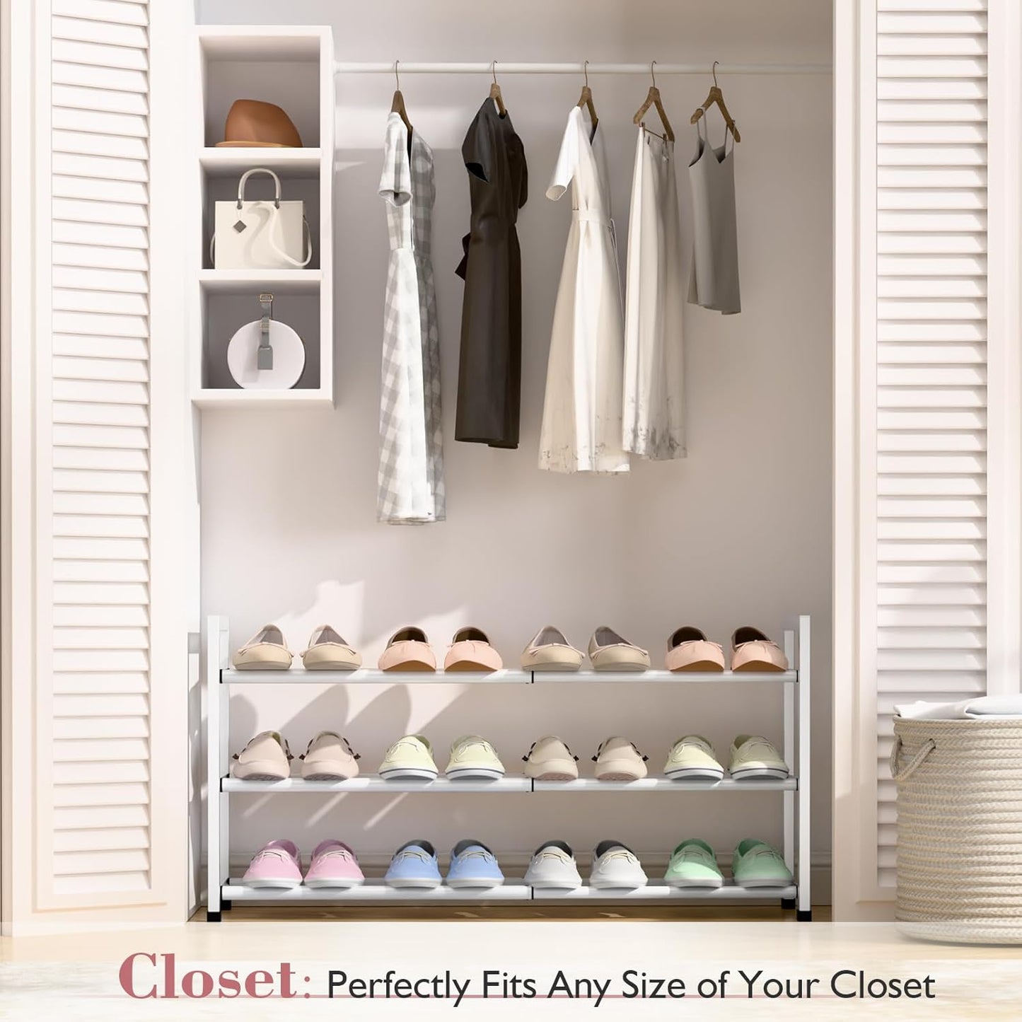 Bumusty 3-Tier Expandable Shoe Rack, Adjustable