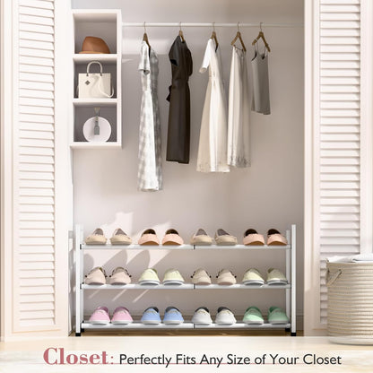 Bumusty 3-Tier Expandable Shoe Rack, Adjustable