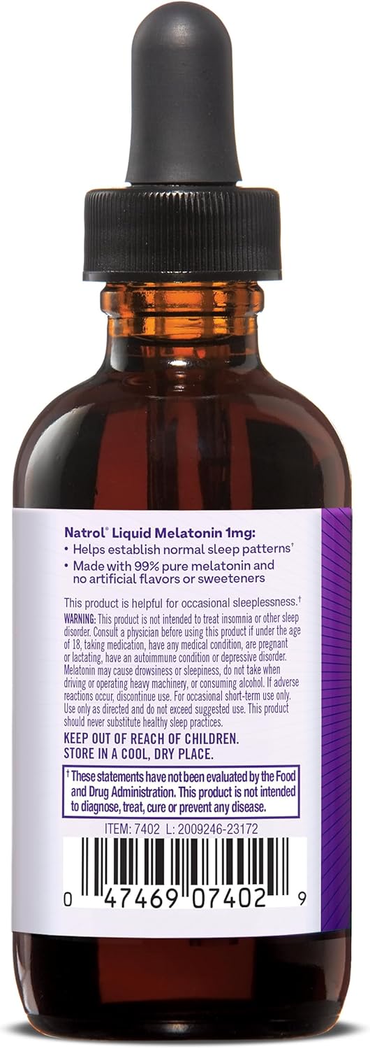 Liquid Melatonin 1mg Berry Sleep Supplement, 2oz