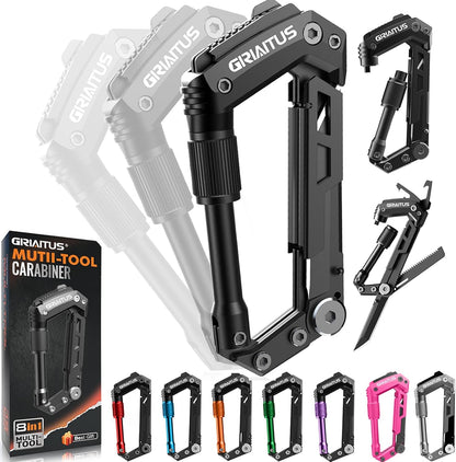 **8-in-1 Carabiner Multitool with Knife (Black)**