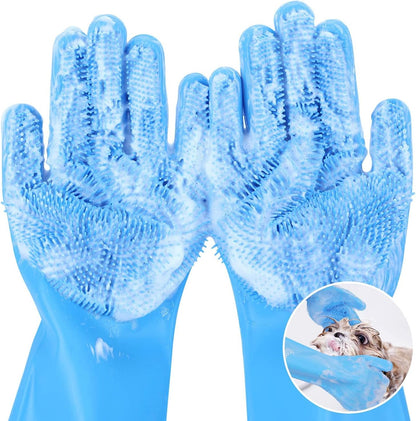 Heat-Resistant Pet Grooming Gloves – Silicone Design for Bathing Dogs and Cats