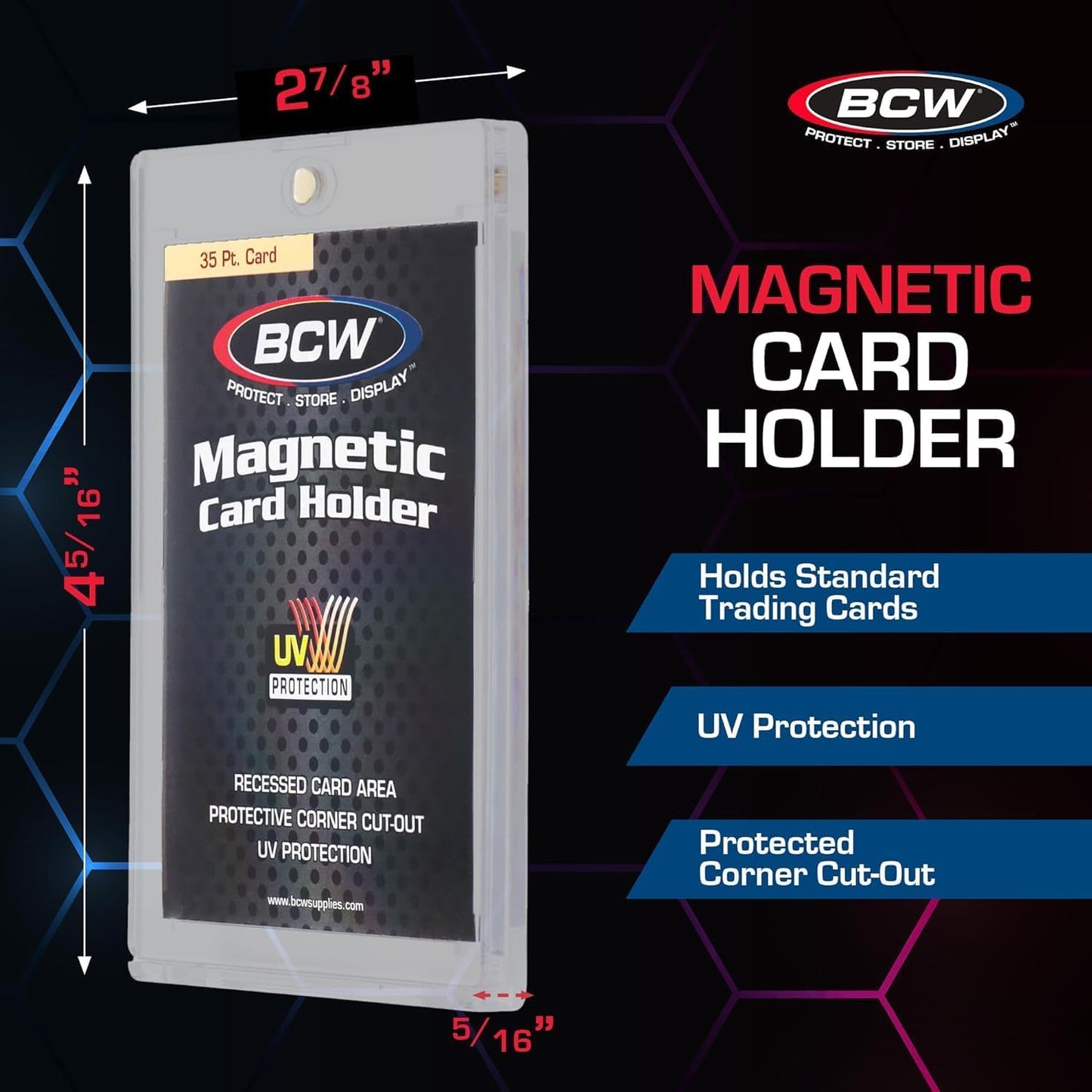 BCW 35 PT Magnetic Card Holder, 40-Pack with Gold Magnet