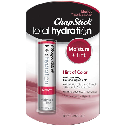 ChapStick Total Hydration Merlot Tinted Lip Balm, 0.12oz