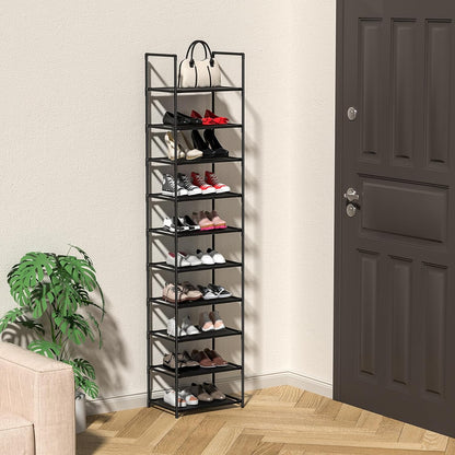 10-Tier Tall Narrow Shoe Rack, 20-25 Pairs