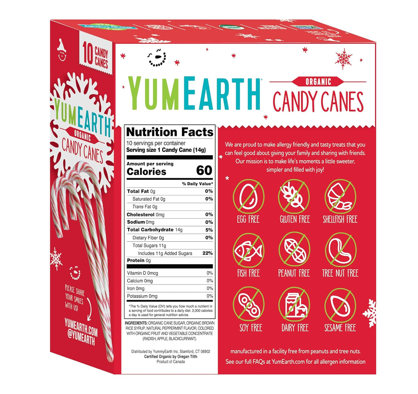 YumEarth Organic Peppermint Candy Canes, 10 Count