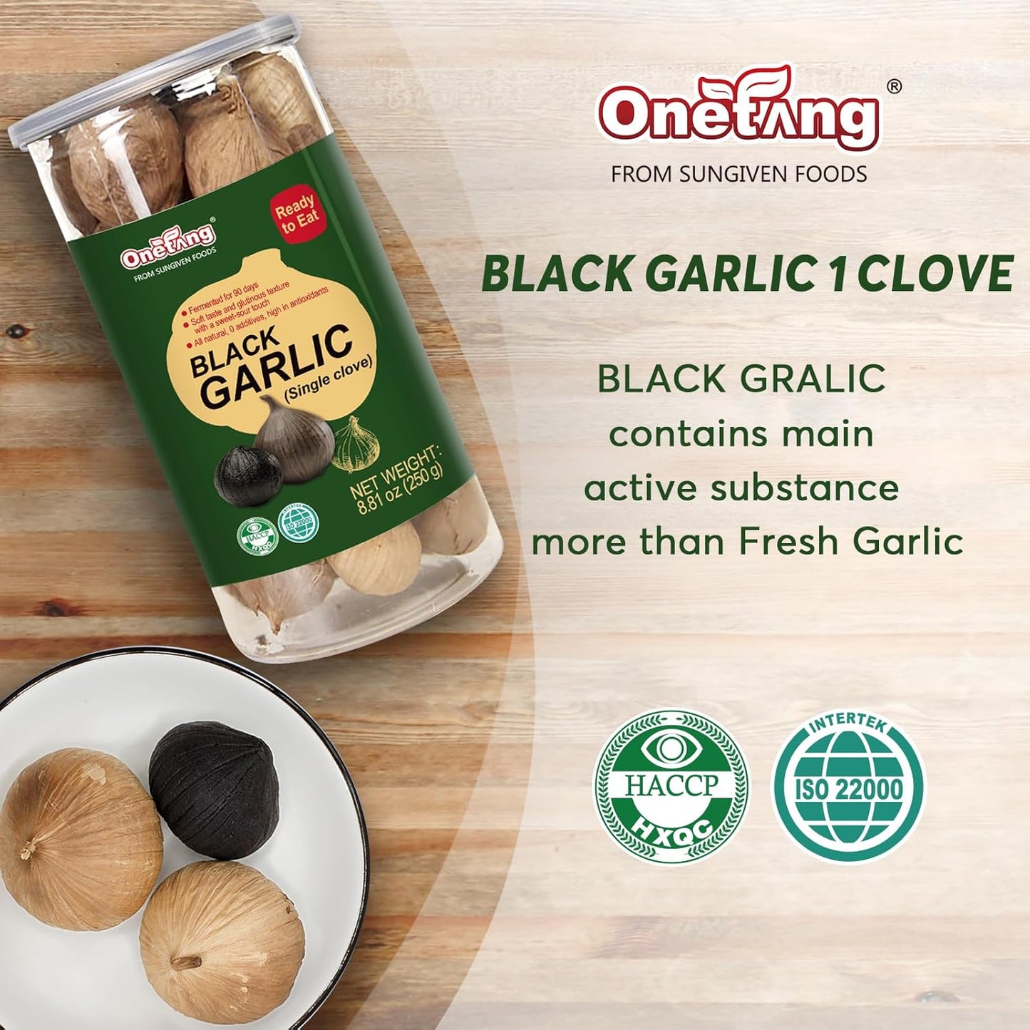 ONETANG 250g Black Garlic, 90-Day Fermented