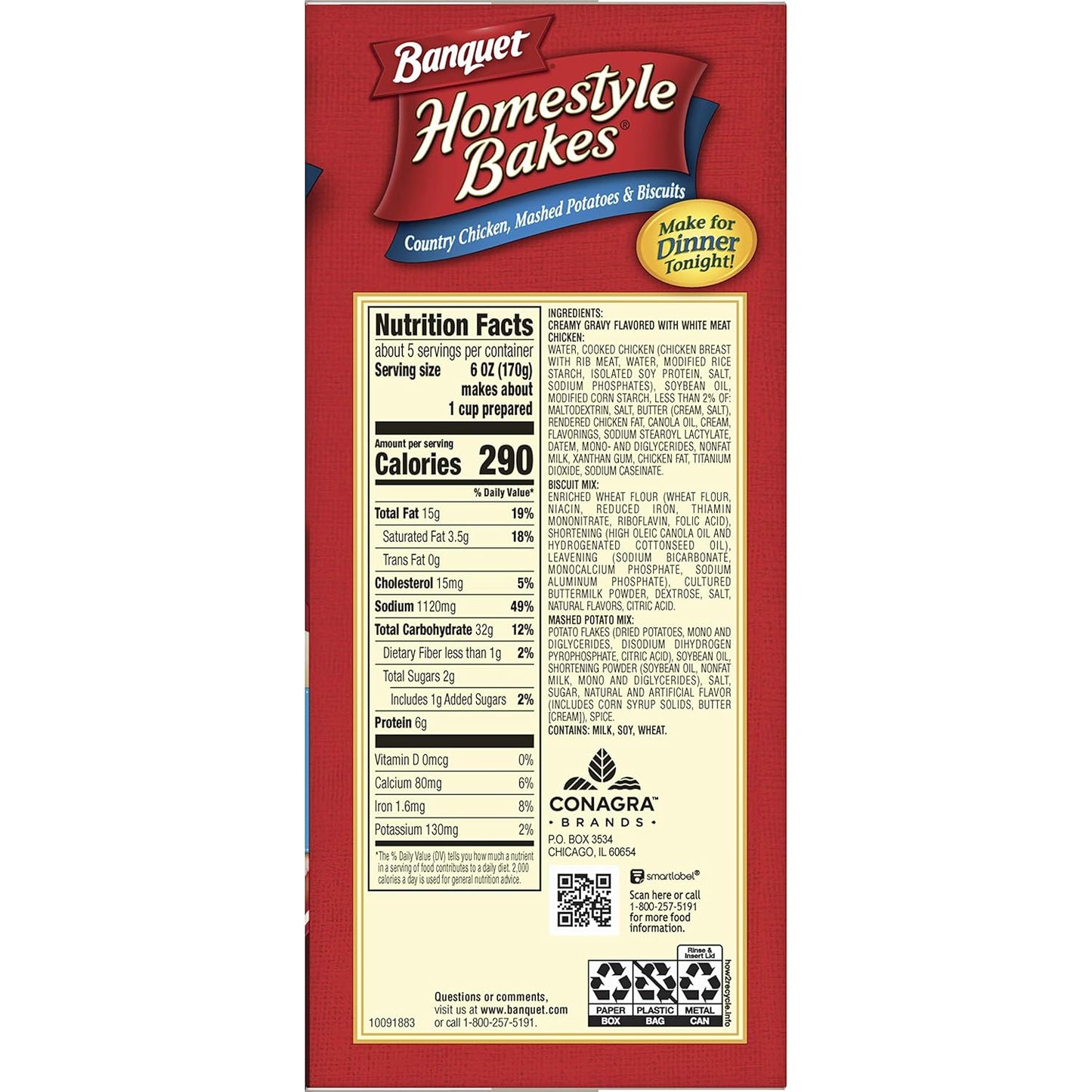 Banquet Homestyle Bakes Country Chicken, 6-Pack