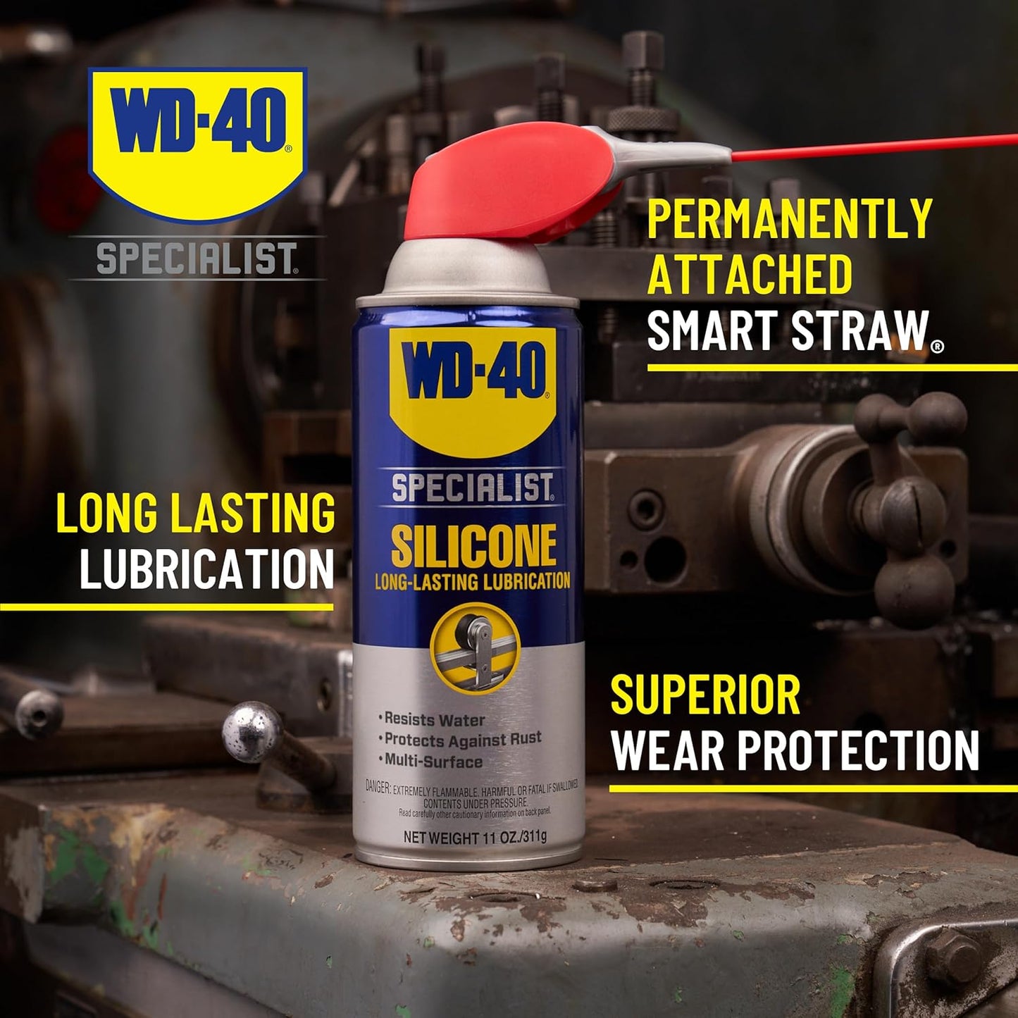 WD-40 Silicone Lubricant with Smart Straw, 11oz