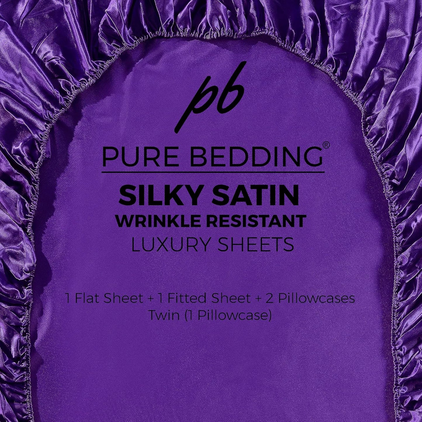 Satin Sheets California King, 4-Piece, Purple